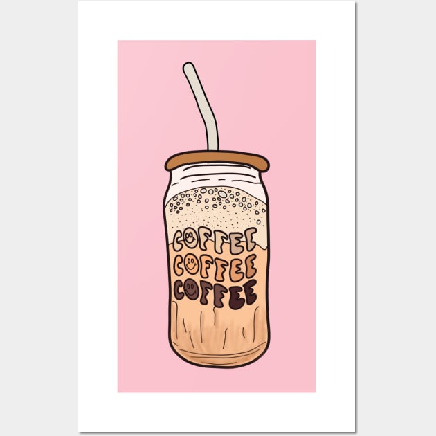 Kawaii aesthetic Iced coffee Wall Art by CAFFEIN